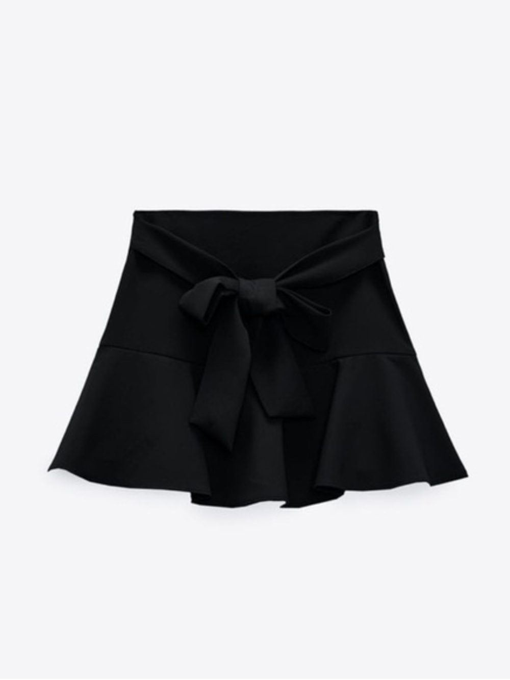 Zara Black Flared short Skirt / Skort with Waist Tie size s